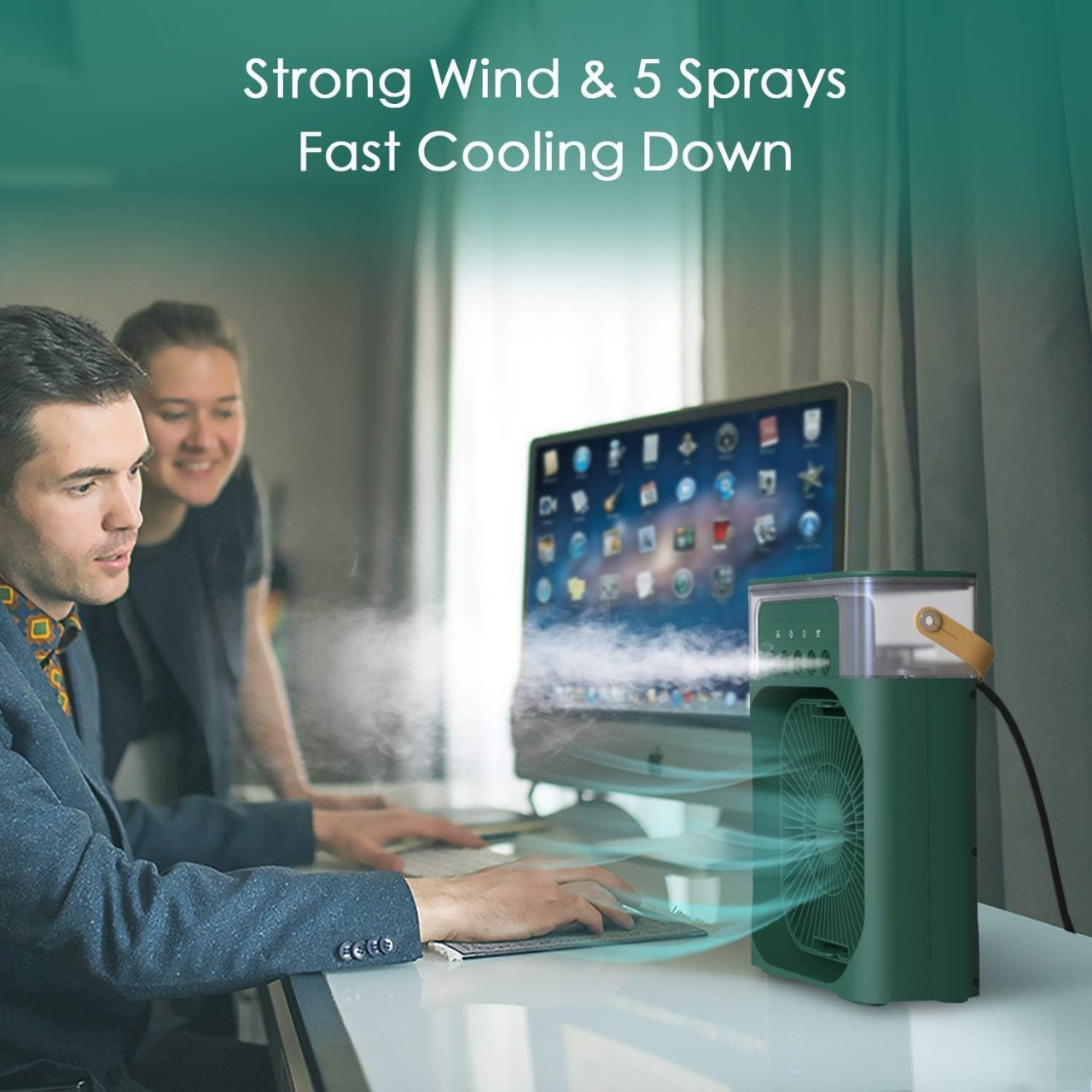 Air Cooling USB Fan with LED Night Light Water Fan - Image 8