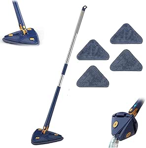 60° Rotatable Adjustable Cleaning Mop Extendable Triangle Mop with Long Handle Hand Push-Pull Squeezing Cleaning Mop Dry Mop Multifunctional Microfiber Wet and Dry Mop for Floor Wall - Image 3