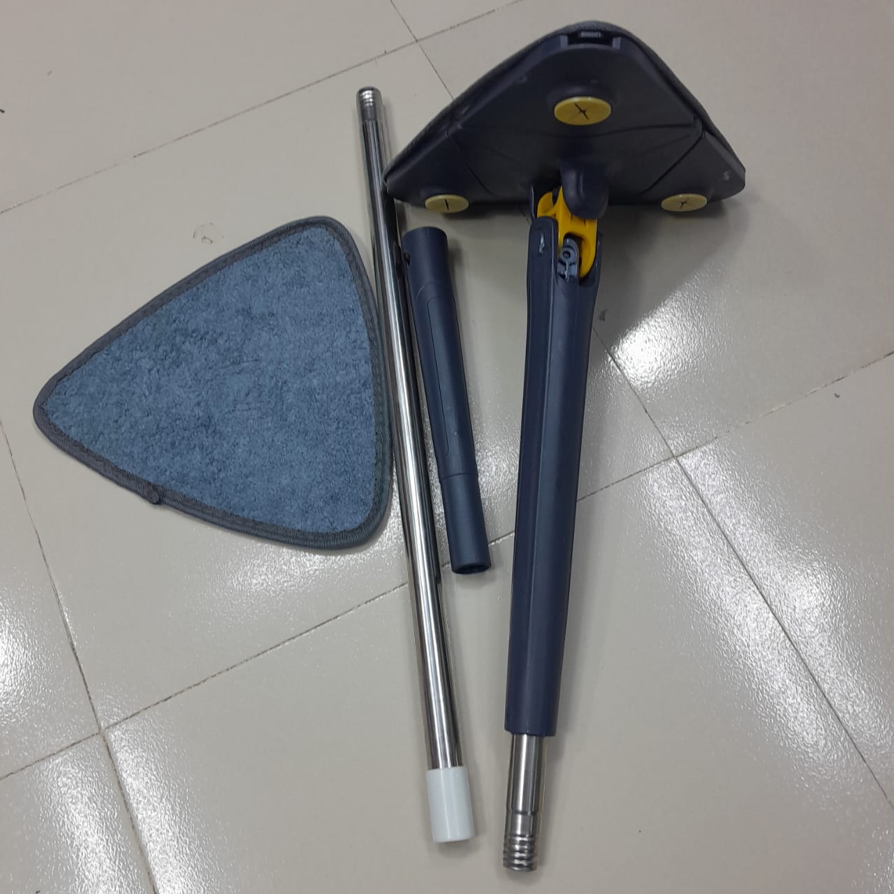 60° Rotatable Adjustable Cleaning Mop Extendable Triangle Mop with Long Handle Hand Push-Pull Squeezing Cleaning Mop Dry Mop Multifunctional Microfiber Wet and Dry Mop for Floor Wall - Image 6