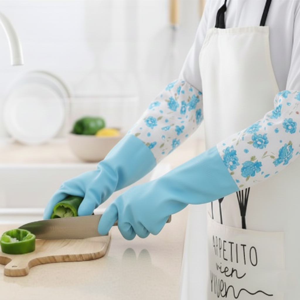 Rubber Cleaning Gloves Kitchen Dishwashing Gloves (Multi-Colors) - Image 4