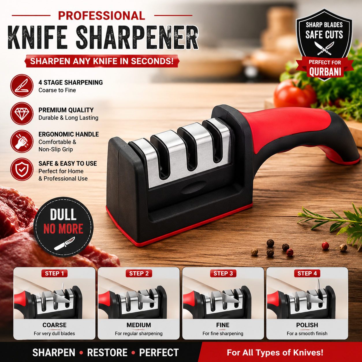 Qurbani Meat Cutting Combo Set – 3 in 1 Premium Kitchen Tool Kit - Image 3