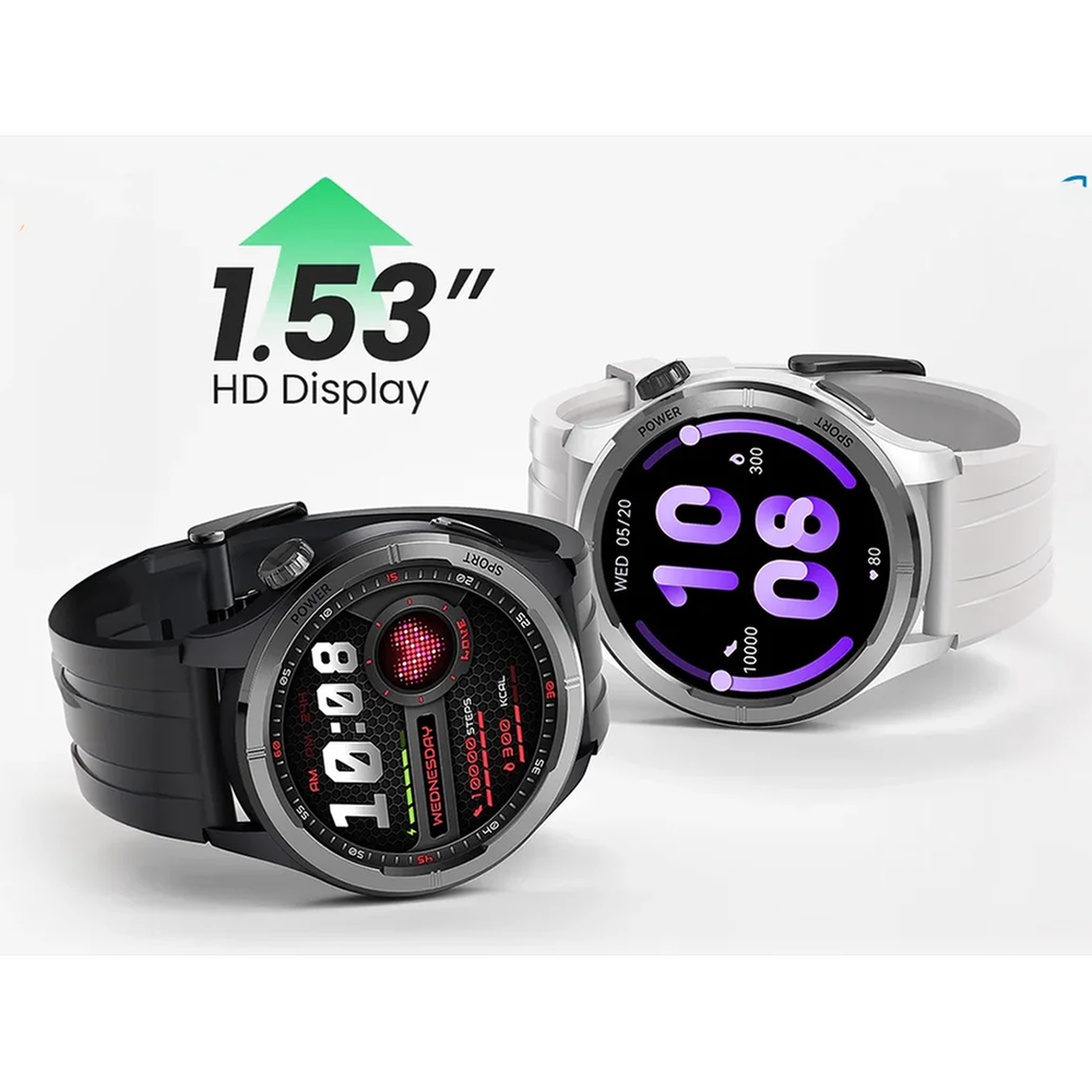 Haylou Solar Neo 1.53" Bluetooth Calling Smart Watch (Silicone+Woven) Strap- Silver - Image 5
