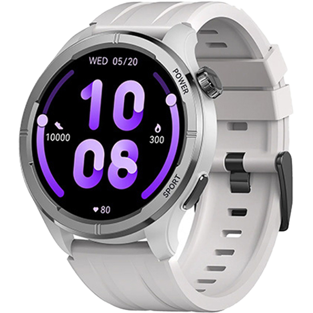 Haylou Solar Neo 1.53" Bluetooth Calling Smart Watch (Silicone+Woven) Strap- Silver - Image 2