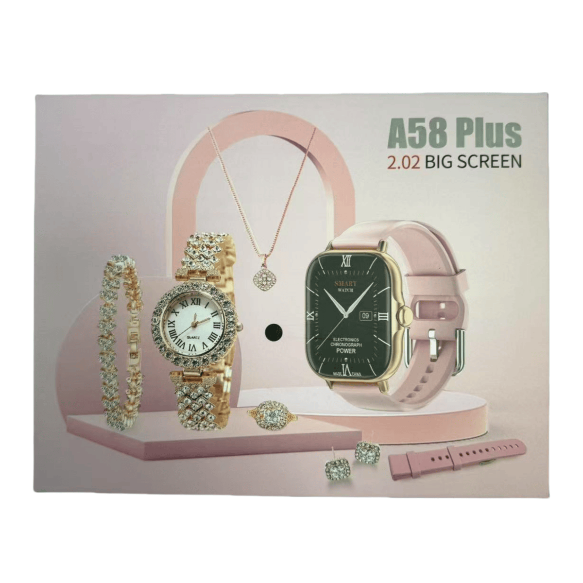 A58 Plus Smartwatch Gift Set For Girls ( 8 in 1) - Image 2