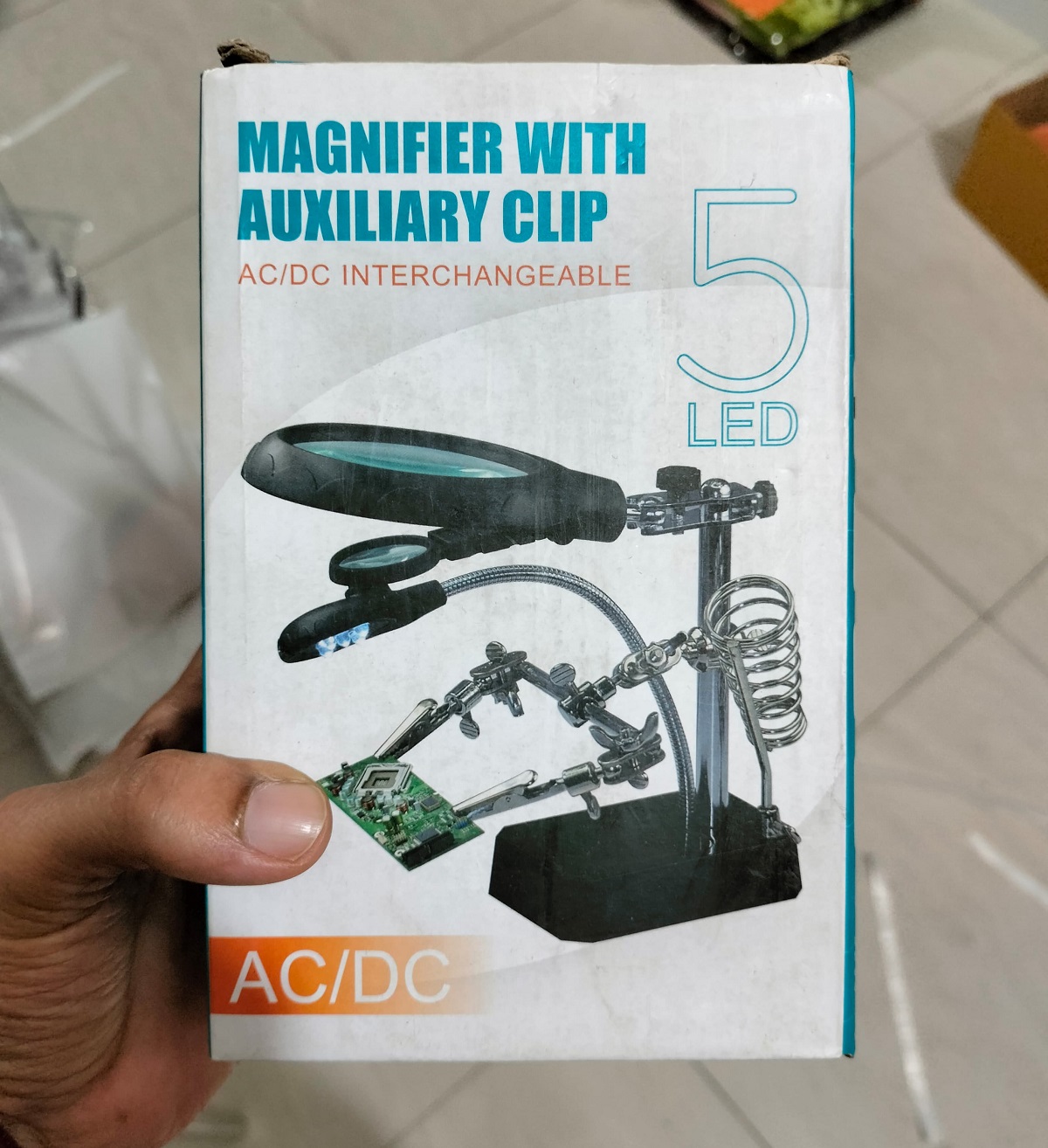 LED Light Helping Hands Magnifier Station,Magnifying Glass Stand with Clamp and Alligator Clips - Image 7
