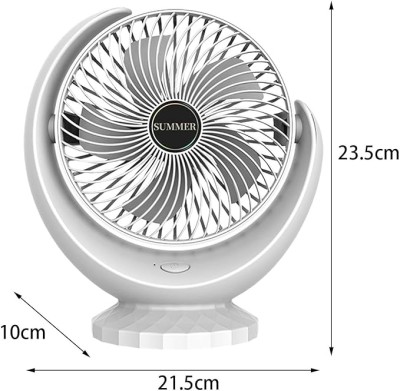 USB Desk Fan,Table Fan, Silent Powerful Personal Fan Multi Function 3 Speeds Portable Fan Mini Fan for Car Bedroom Home Indoor Outdoor Office, White