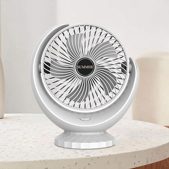 USB Desk Fan,Table Fan, Silent Powerful Personal Fan Multi Function 3 Speeds Portable Fan Mini Fan for Car Bedroom Home Indoor Outdoor Office, White - Image 6