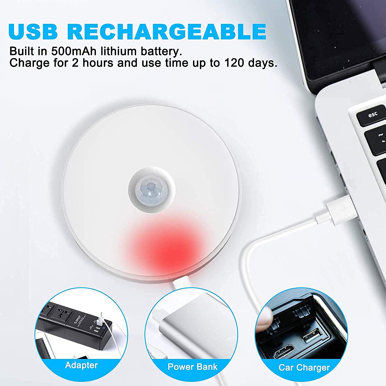 Wireless Motion Sensor Led Wall Night Light With Usb Charging Stick Lamp - Image 3