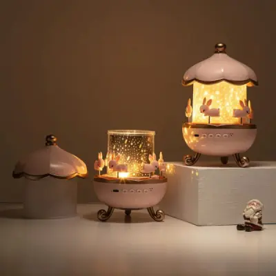 Bunny Carousel Night Light Projector – Rotating LED Star Projection Lamp for Kids Room & Magical Nursery Decor Rotatable Rabbit Night Lamp - Image 4