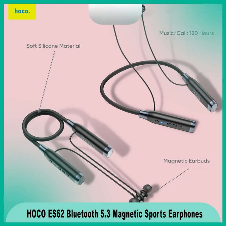 Hoco ES62 Pretty Dual Play Mode Wireless Bluetooth V5.3 Neckband Headsetss with Powerful Bass / Music Time 120 Hours - Image 3