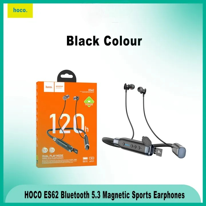 Hoco ES62 Pretty Dual Play Mode Wireless Bluetooth V5.3 Neckband Headsetss with Powerful Bass / Music Time 120 Hours - Image 4