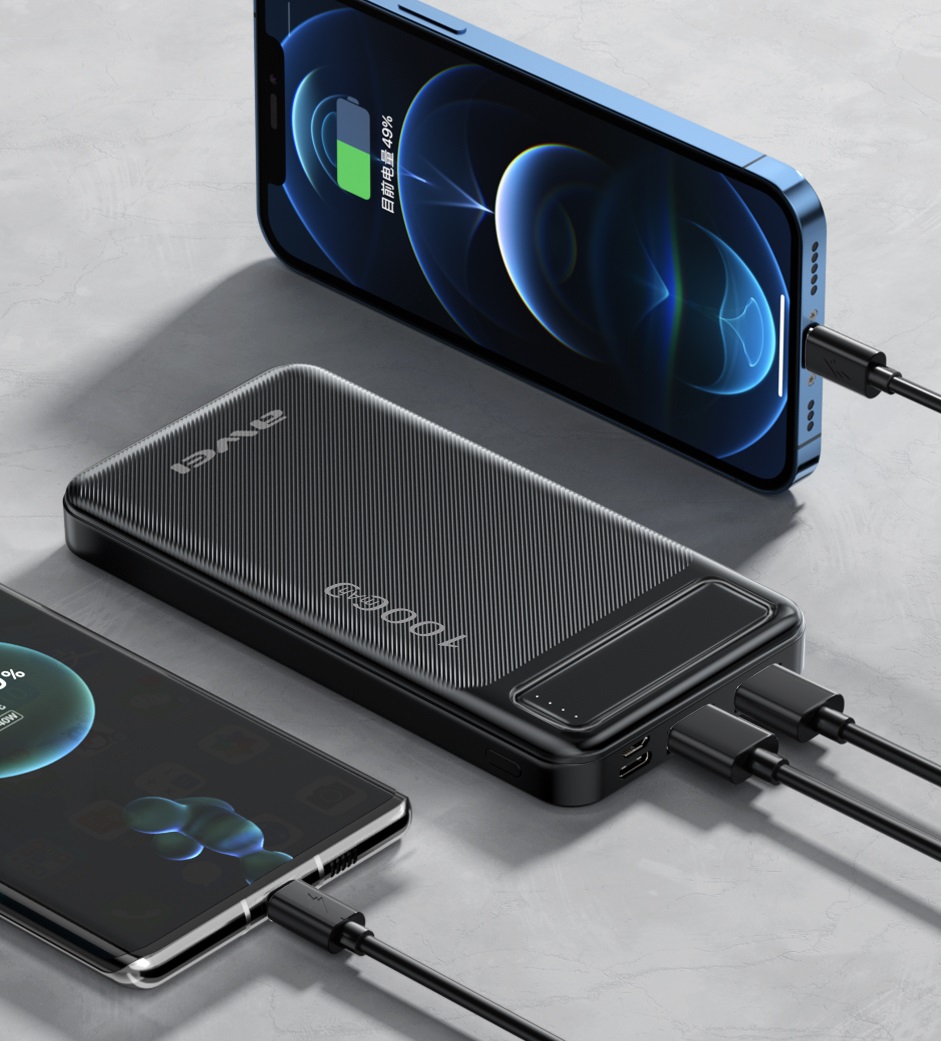 Awei P5K 10000mAh Dual USB Port Power Bank Fast Charging Micro USB and Type C Input Power Bank - Image 4