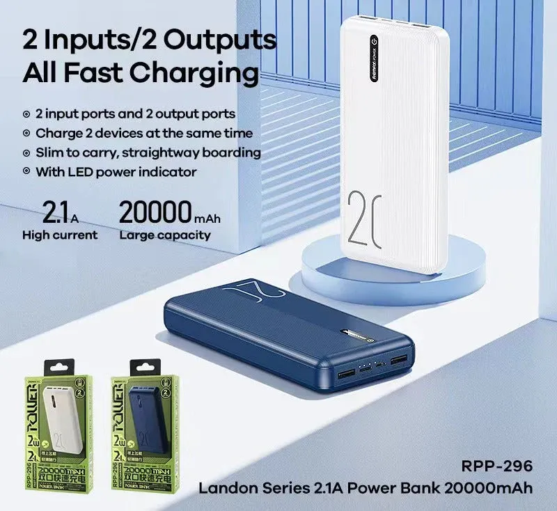 REMAX RPP-296 20000mAh LANDON SERIES 2.1A POWER BANK (Replica) - Image 3