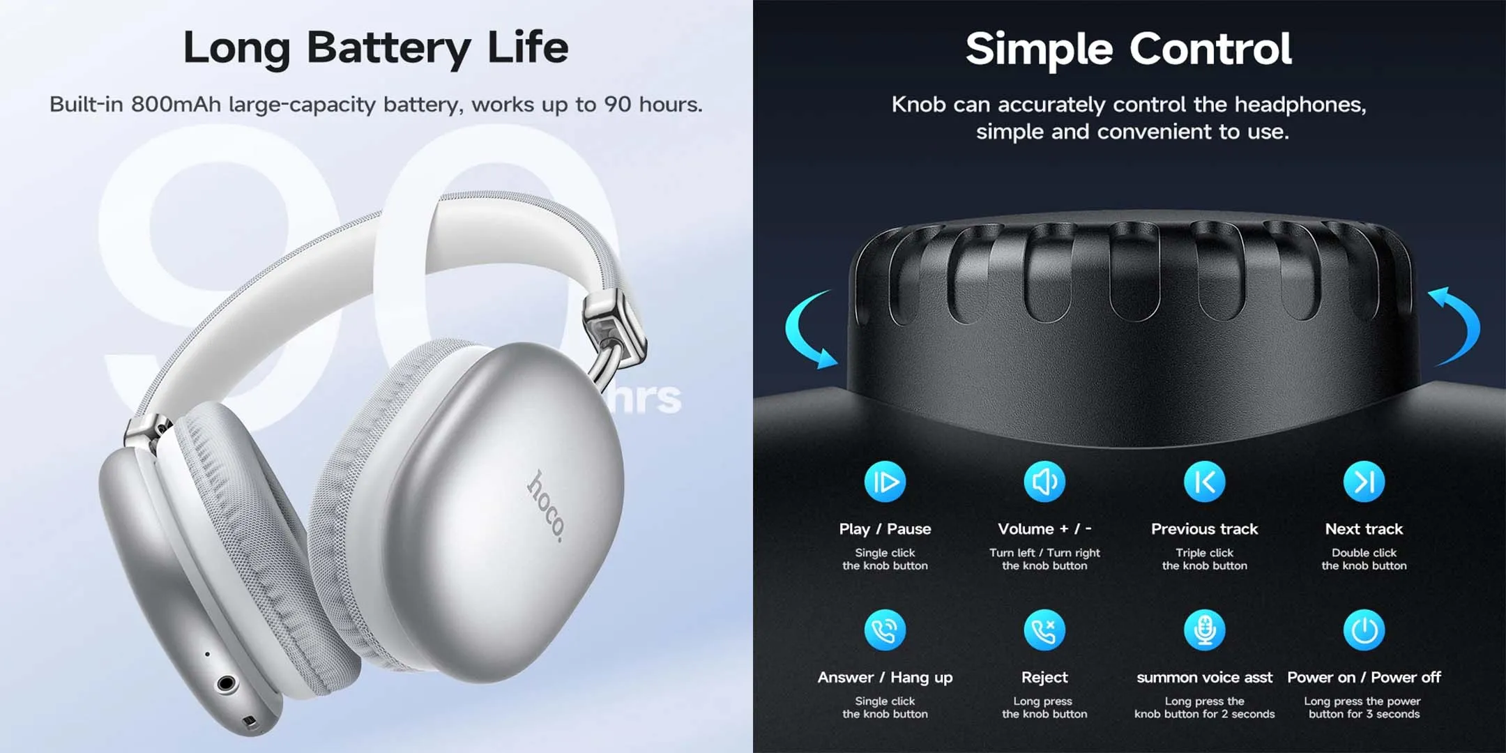 HOCO W35 Max Wireless Bluetooth Headphones (90h) - Image 4