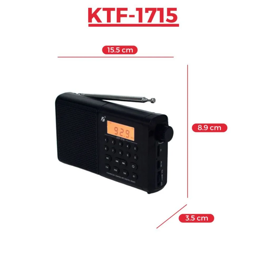 KTF-1715 Bluetooth, TF Card & FM/MW/SW 3 Bands Radio & Clock Supported Digital Display Speaker - Image 2