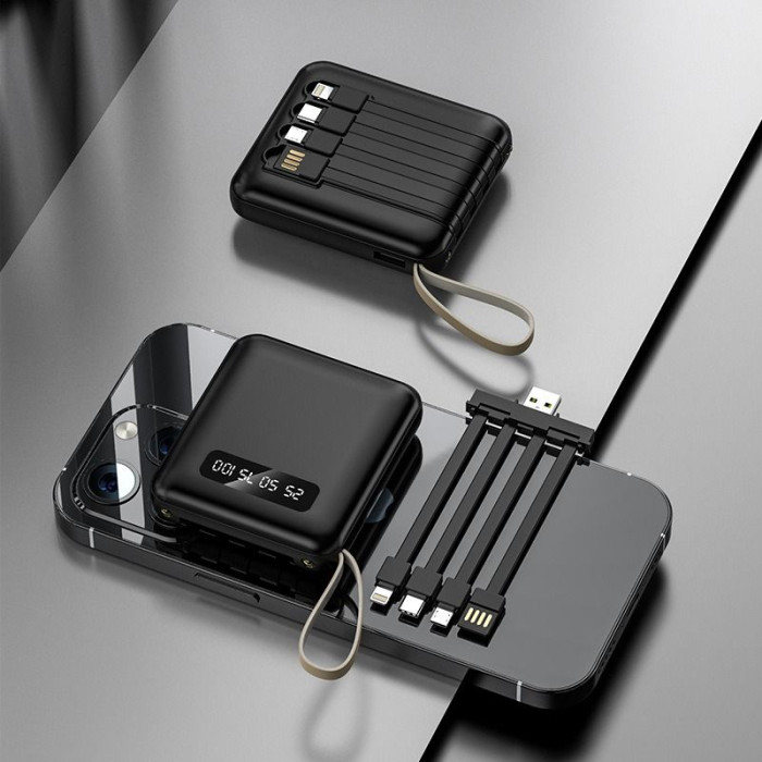Mini Portable Charger 20000Mah Charging Power Banks Fast Charging Built-in 4 Cable - Image 2