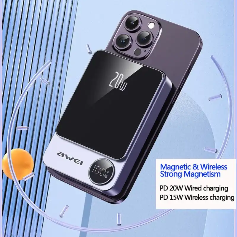 Awei P39K 10000mah 20W PD Wireless Magnetic PowerBank - Image 3