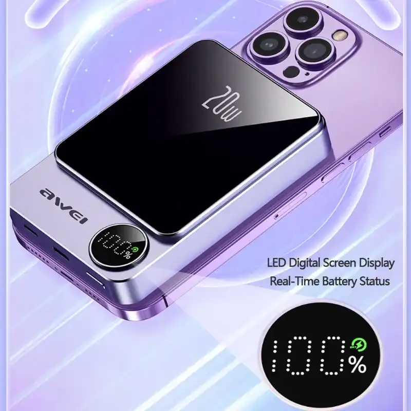 Awei P39K 10000mah 20W PD Wireless Magnetic PowerBank - Image 5
