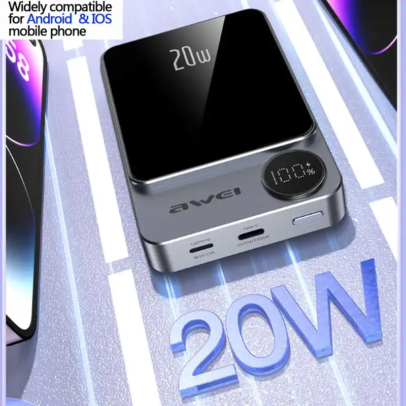 Awei P39K 10000mah 20W PD Wireless Magnetic PowerBank - Image 4