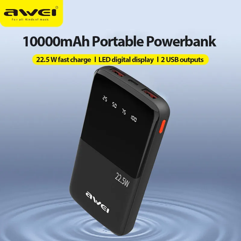 Awei P10K 10000mAh 22.5W PD Fast Charge Power Bank - Image 3