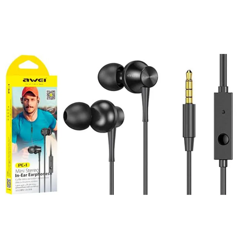 Awei PC-1 Earphones Headphones Mini Stereo In-Ear Earphone 3.5mm Aux Jack Earbuds - Image 3
