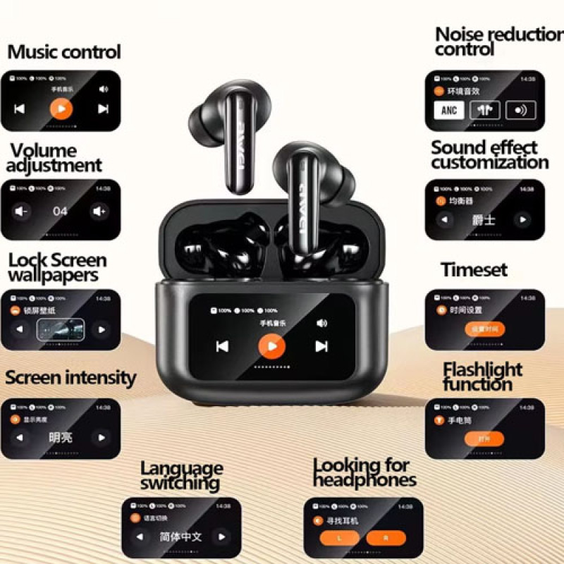 Awei T56 ANC Earbuds with LED Touch Display - Image 8