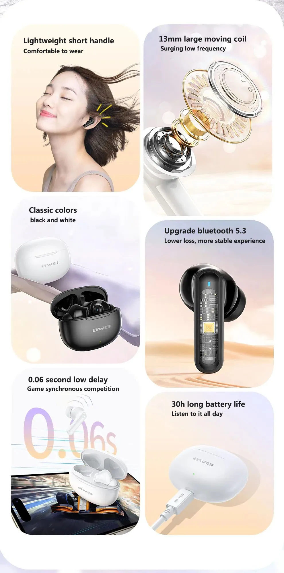 Awei T71 True Wireless Stereo (TWS) Earbuds - Image 5