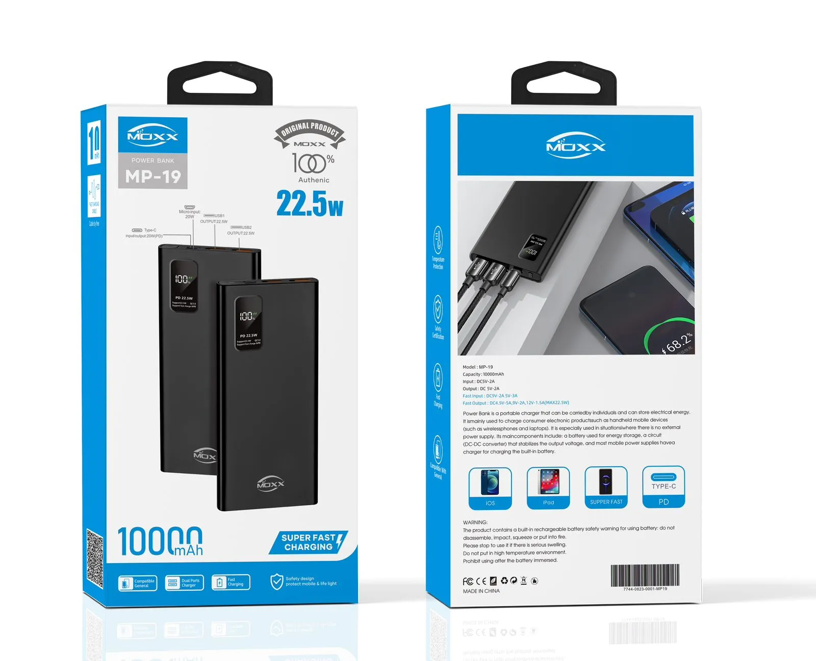 Moxx MP-19 10000 mAh 22.5W Super Fast Charging Power Bank with LED Display. - Image 2