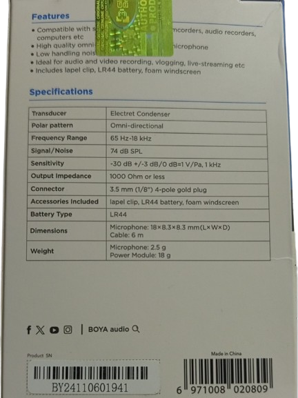Boya BY-M1 Omni Directional Lavalier Microphone - Image 6