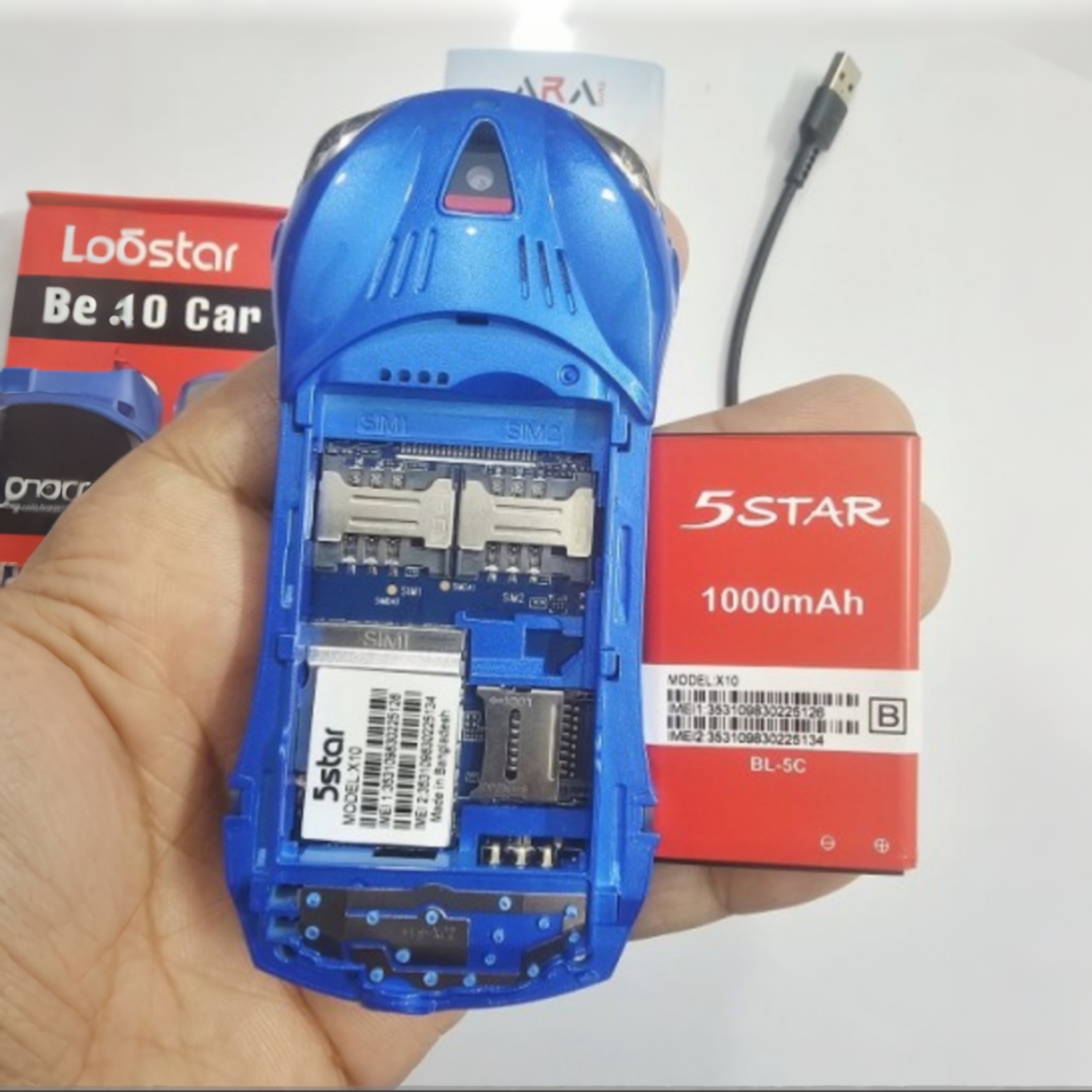 5Star X10 Car Button Phone Dual Sim Blue - Image 5
