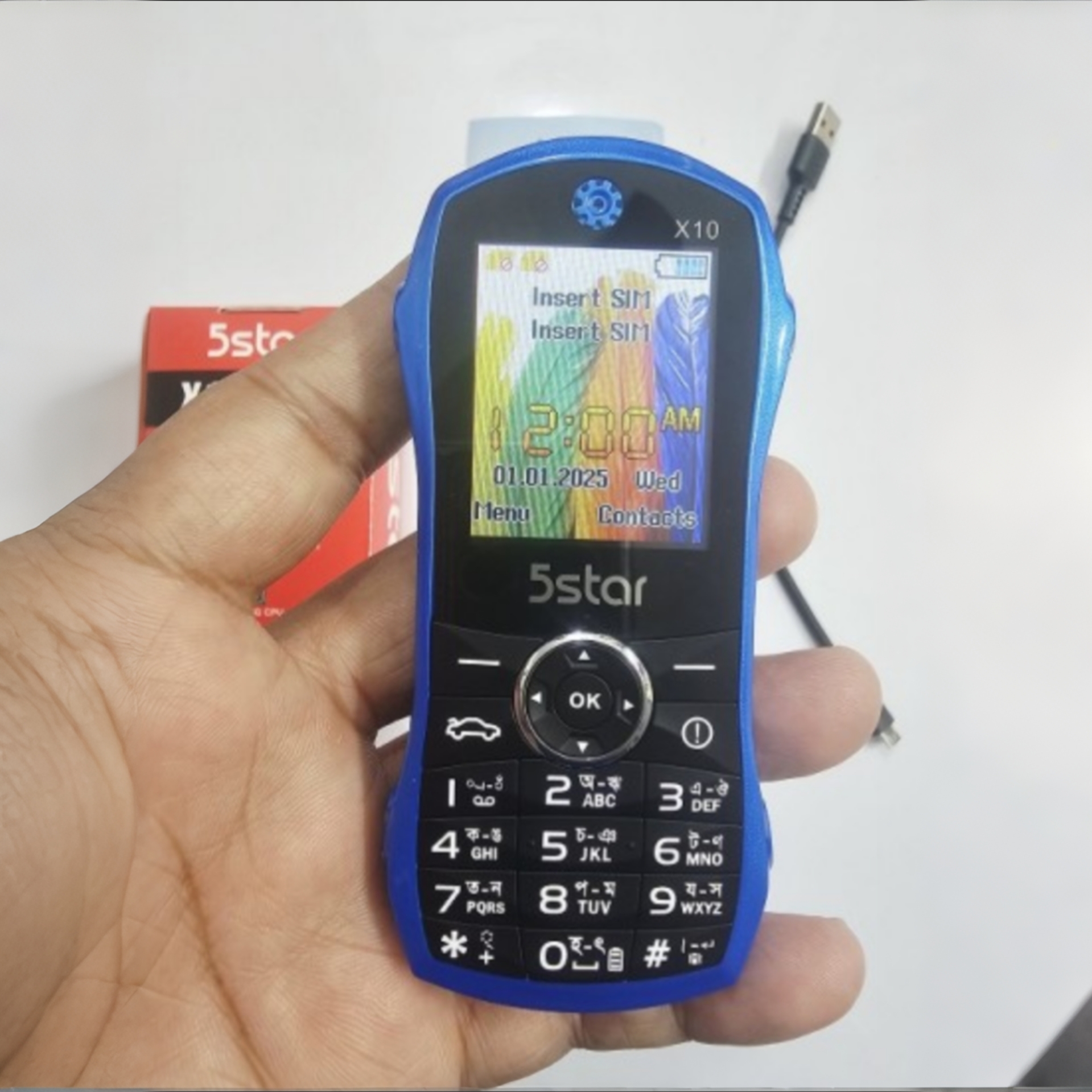 5Star X10 Car Button Phone Dual Sim Blue - Image 4