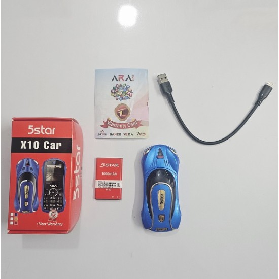 5Star X10 Car Button Phone Dual Sim Blue - Image 7
