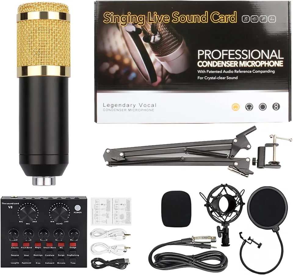 Podcast Live Broadcast Equipment Professional Condenser MIC BM-800 Microfone V8 Arm Stand Studio Music Recording Equipmen - Image 2