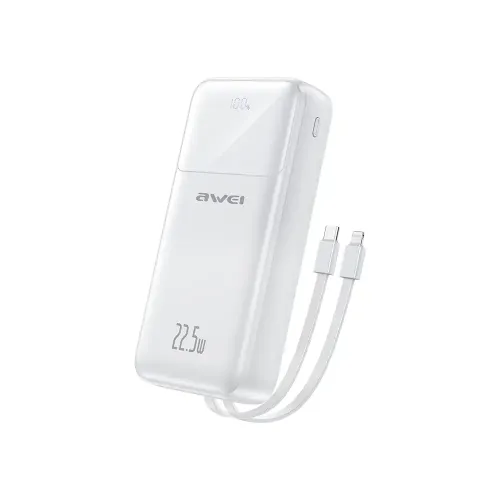 AWEI P107K 20000mAh PD22.5W Power Bank With Built-in Cable - Image 4