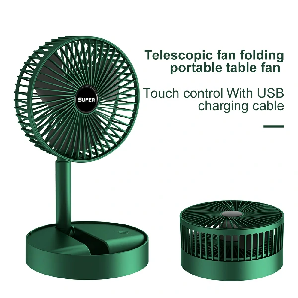 Folding Rechargeable Desk Fan, 3 Speeds Adjustable Height Table Fan with Timer, 2000mAh Rechargeable USB Charging for Home Office Travel - Image 2