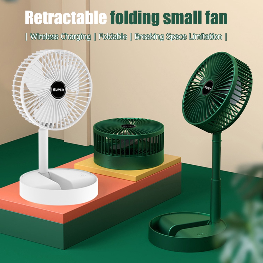 Folding Rechargeable Desk Fan, 3 Speeds Adjustable Height Table Fan with Timer, 2000mAh Rechargeable USB Charging for Home Office Travel - Image 5