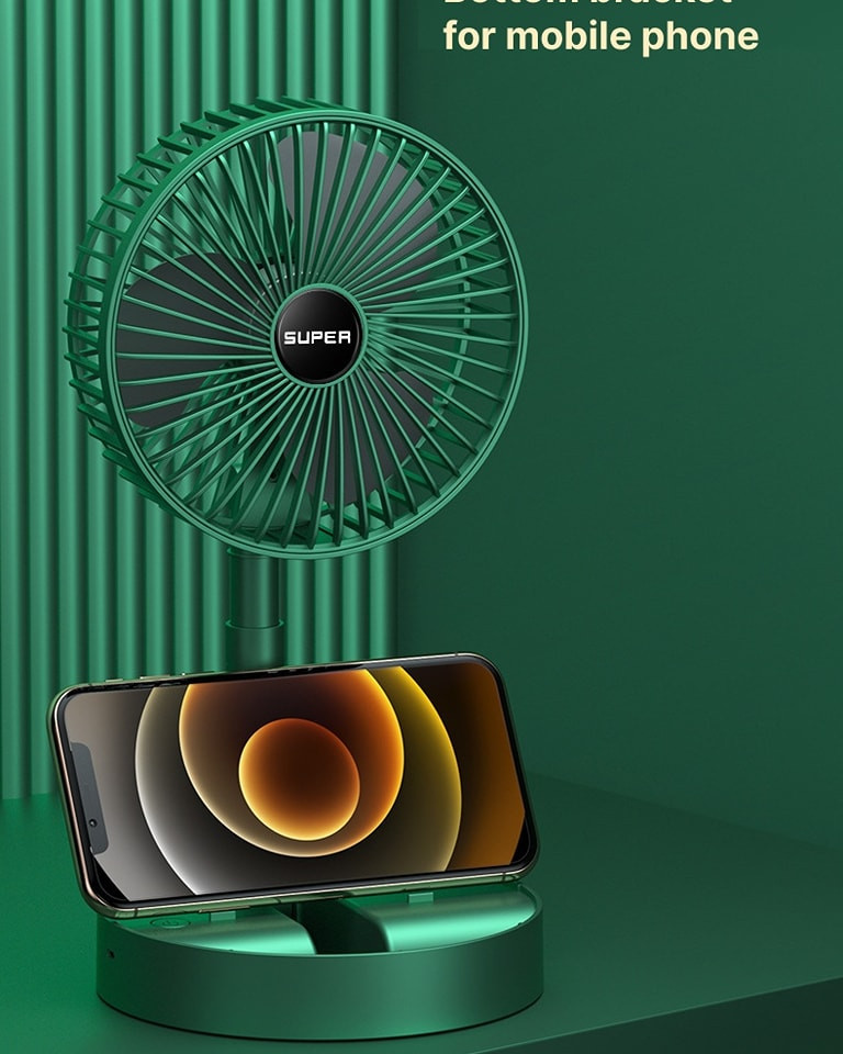 Folding Rechargeable Desk Fan, 3 Speeds Adjustable Height Table Fan with Timer, 2000mAh Rechargeable USB Charging for Home Office Travel - Image 6