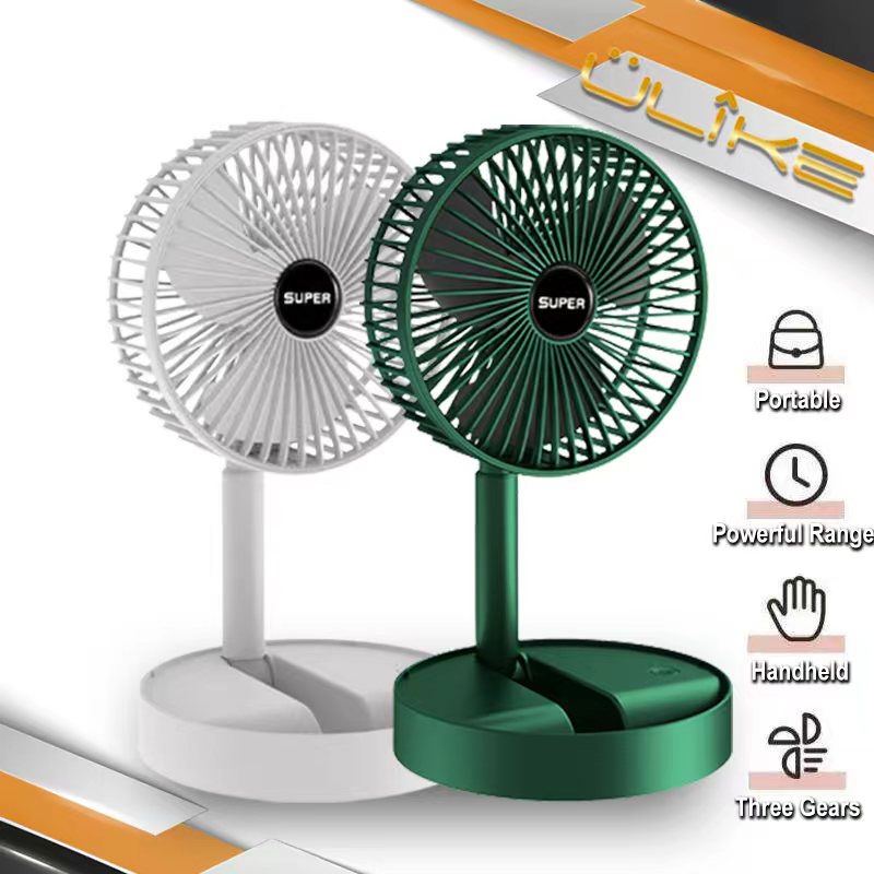 Folding Rechargeable Desk Fan, 3 Speeds Adjustable Height Table Fan with Timer, 2000mAh Rechargeable USB Charging for Home Office Travel - Image 4