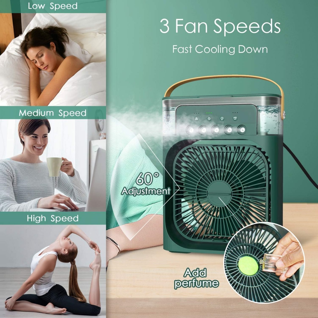 Air Cooling USB Fan with LED Night Light Water Fan - Image 4