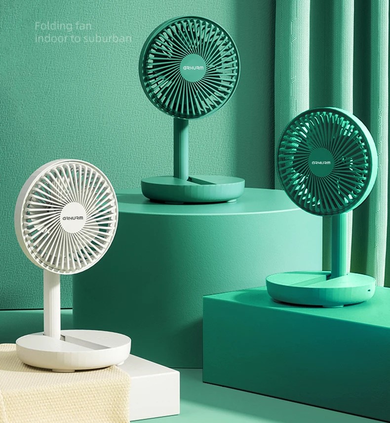 Rechargeable 5-inches Folding fan HCZ21 Green colour - Image 2