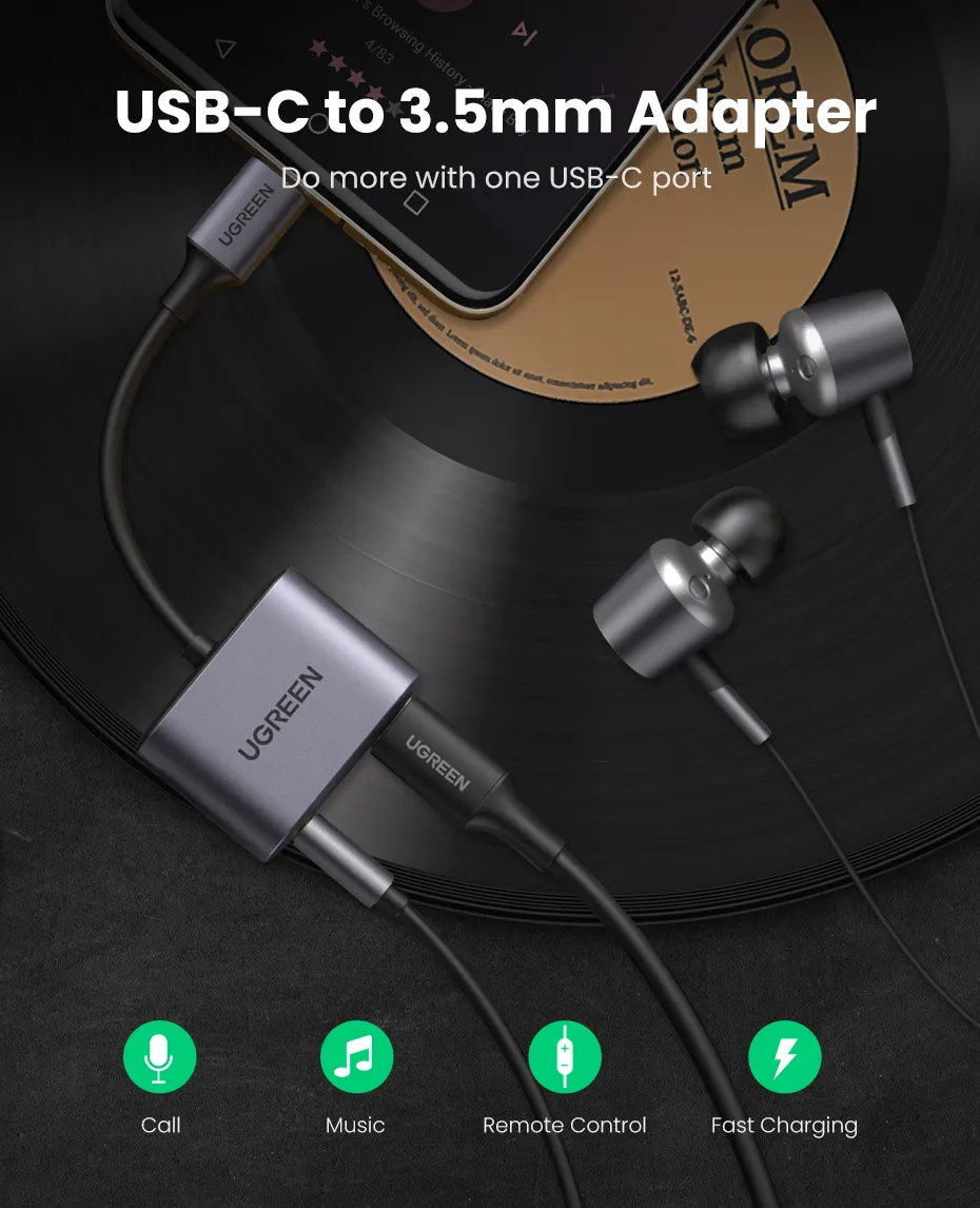 UGREEN CM231 (60164) 2-in-1 USB C to 3.5mm Adapter - Image 4