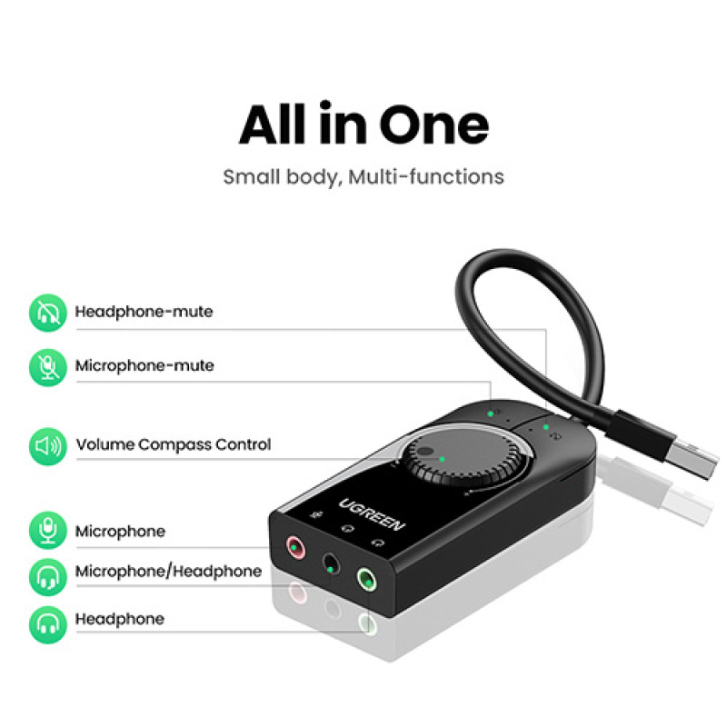 UGREEN CM129 (50599) USB External Stereo Sound Adapter - Black - Image 5