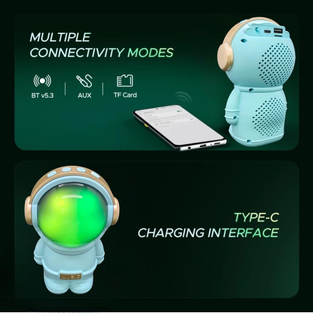 Wrader X808 Wireless Stereo Woofer Bass Cute Gift Astronaut Loud Portable Creative Active Bass Rgb Light Bluetooth Speaker - Image 3