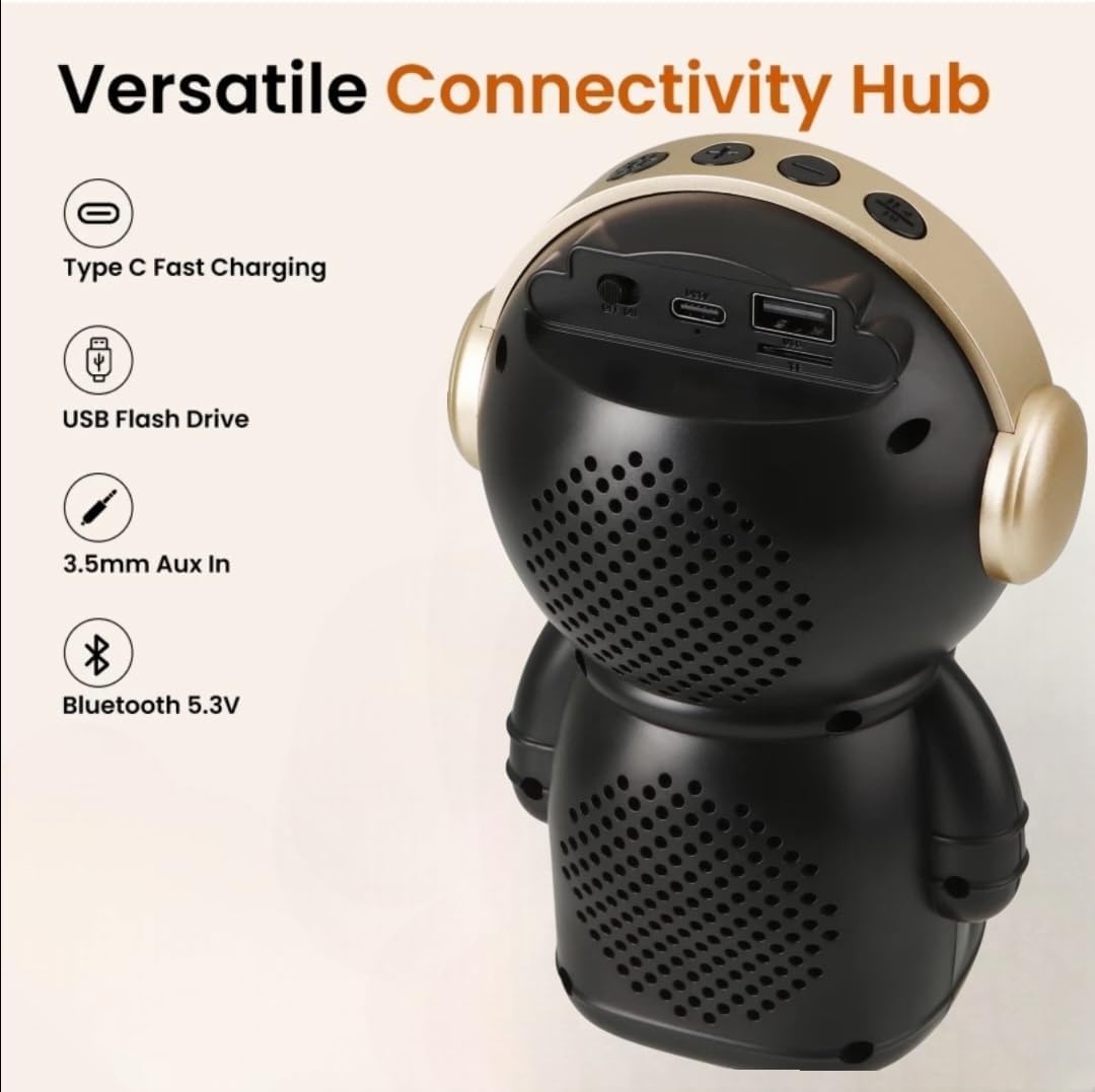 Wrader X808 Wireless Stereo Woofer Bass Cute Gift Astronaut Loud Portable Creative Active Bass Rgb Light Bluetooth Speaker - Image 7