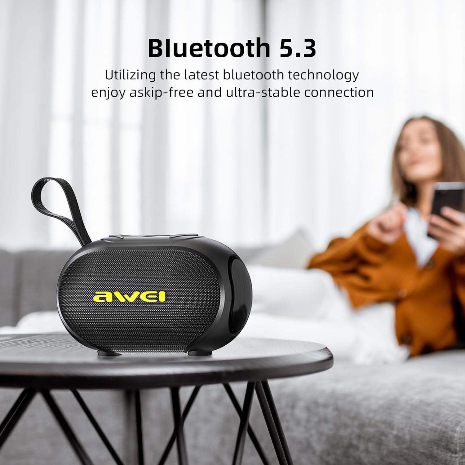 Awei KA1 TWS Bluetooth Speaker IPX5 360° Full Surround Sound Enhanced Bass Portable Speaker With RGB Colorful Lighting - Image 2